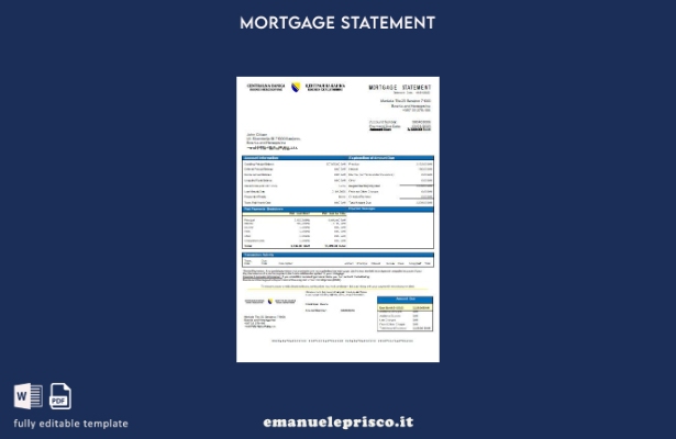 modello di estratto conto ipotecario della Banca centrale della Bosnia ed Erzego